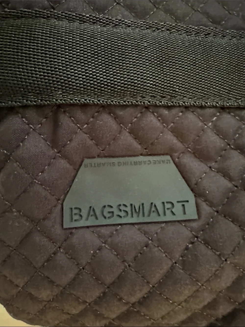 BagSmart Black Quilted Tote with Double Straps